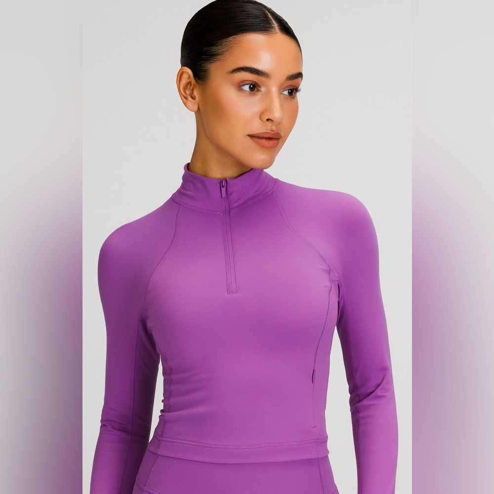 Lululemon Its Rulu Run Cropped Half Zip long sleeve pullover sweater shirt s 10
